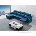 Shunde Design moderno di lusso con struttura in legno Set di mobili per soggiorno Set di divani in pelle italiana in acciaio inossidabile
